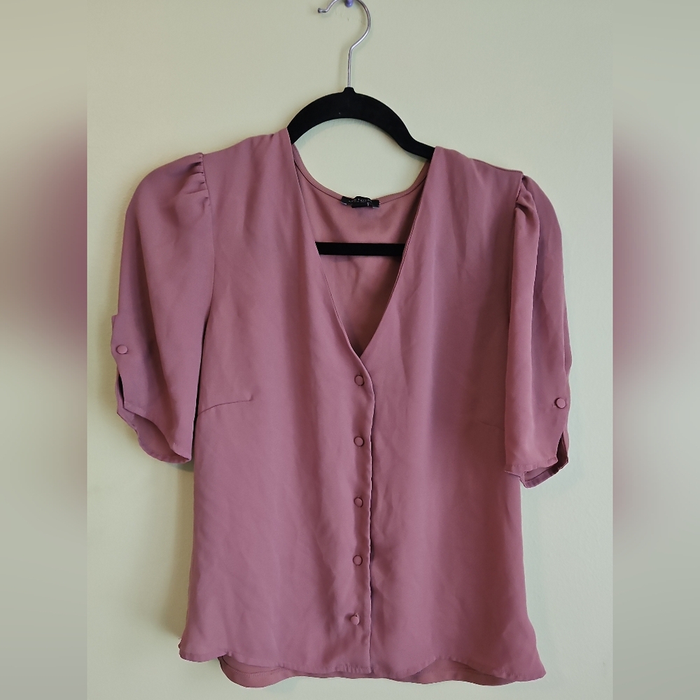 Light Brown Button-Up Blouse